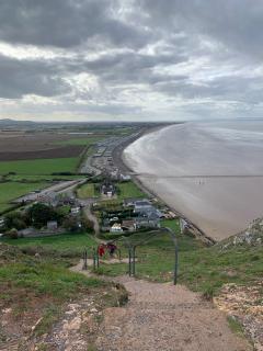 Steep climb up the steps to Brean Down - the rest of the day's walk is the view